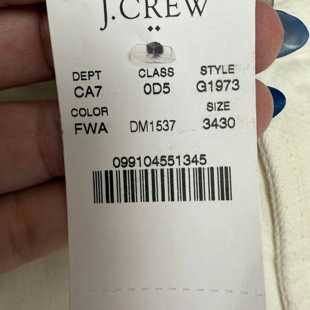 J. CREW Women’s NEW Midrise Skinny Stretch‎ Jean White Denim | Size W34 L30